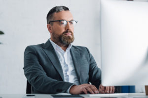 Man viewing porn on the computer at work